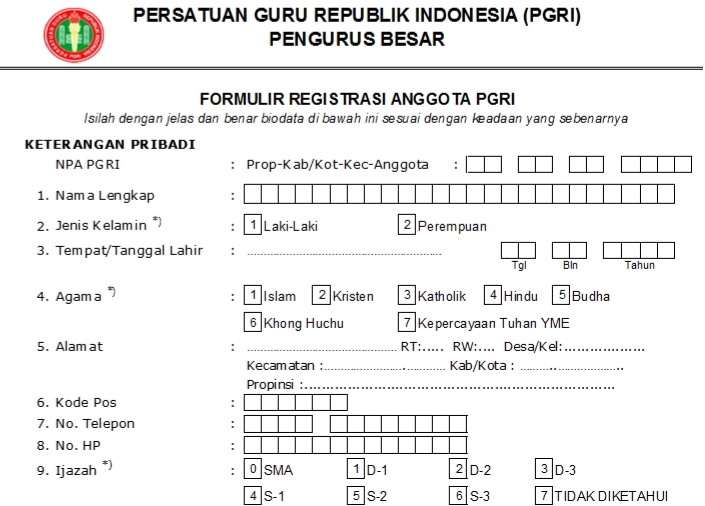 Pendaftaran PGRI Kolaka - Persatuan Guru Republik Indonesia Cabang Kolaka